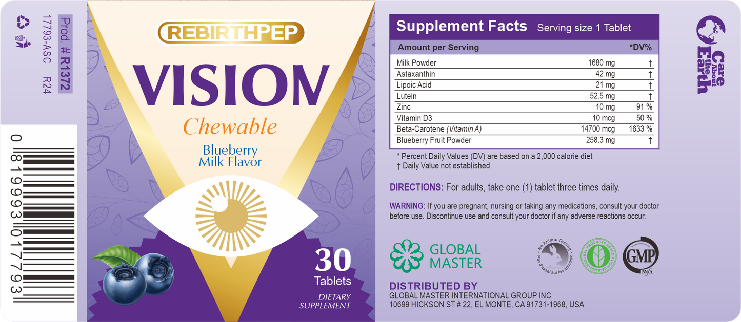 Vision Chewable Blueberry Milk Flavor